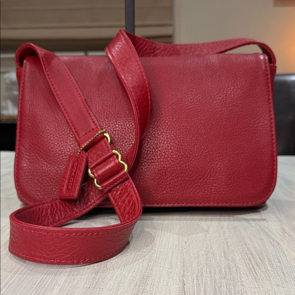 Vintage Y2K 4298 Coach Sonoma Full Flap Red Leather Crossbody Bag